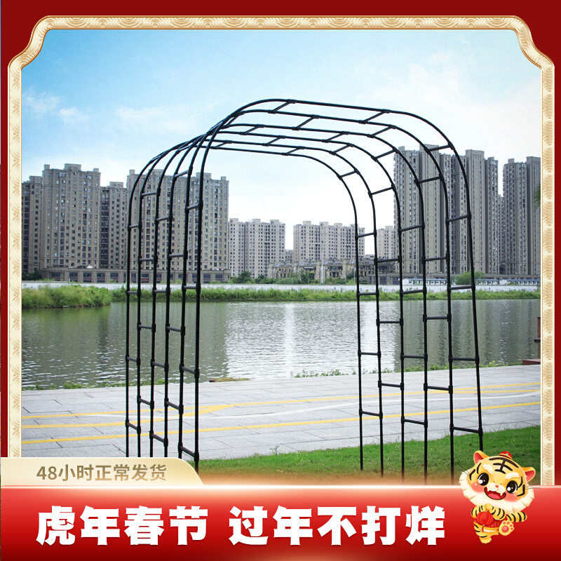 包塑铁艺拱门花架蔷薇月季爬藤