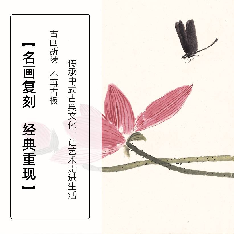 齐白石装饰画客厅玄关书房茶室办公室卧室餐厅挂画新中式花卉壁画图片