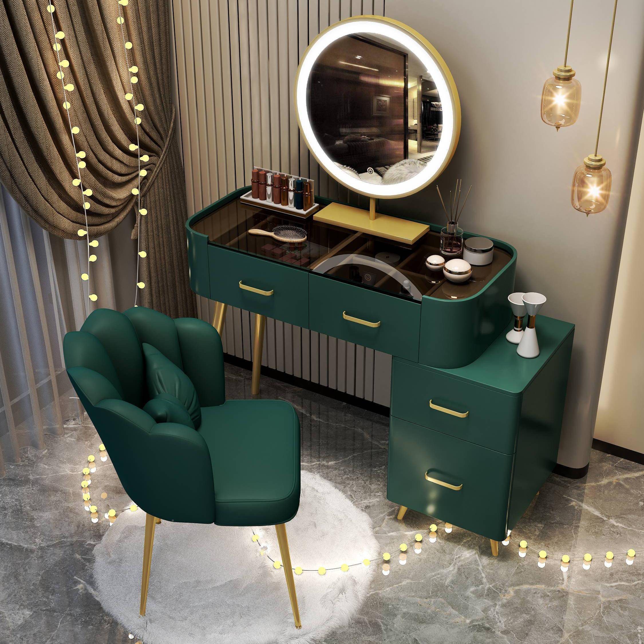 实木梳妆台卧室KGN现简约收妆纳斗柜一体化妆桌代轻奢感0梳桌8cm