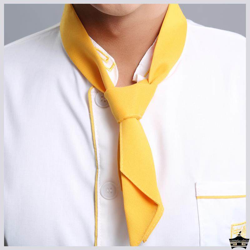 酒店厨师三角领巾厨房厨师长领结汗巾西餐厅红黄蓝色工作围巾男女