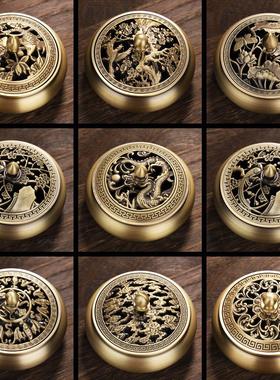 黄铜盘香炉家用室内香薰炉仿古手工沉香熏香炉大号檀香炉香熏摆件