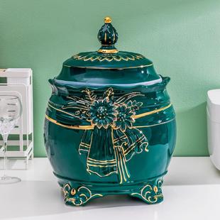 轻奢高级陶瓷米缸带盖密封家用大容量面粉储物罐结婚乔迁新居米桶