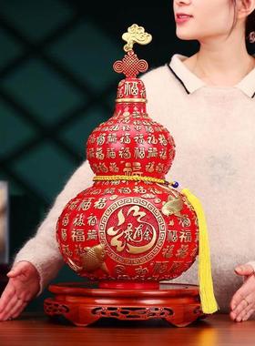 彩铜百福葫芦摆件《福禄有余 余》中式家居玄关办公室装饰品开 业