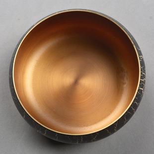 纯铜茶洗笔洗家用水洗水盂创意茶具铜制水杯洗大号建水茶道配件