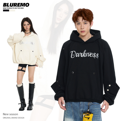 BLUREMO秋冬反光字母连帽卫衣