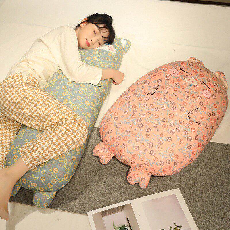 德国三层纱花布猪猪抱枕女生床上睡觉Z专用侧睡长条枕恐龙护腰靠