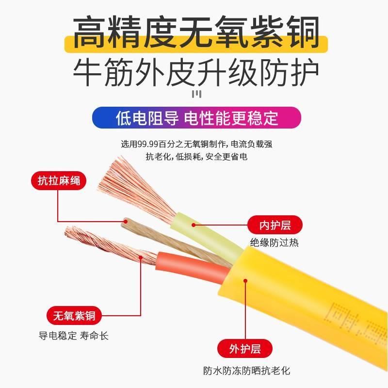 纯铜2芯电线电缆线家用软r线2.5 4平方牛筋铜线电源线延长线护套