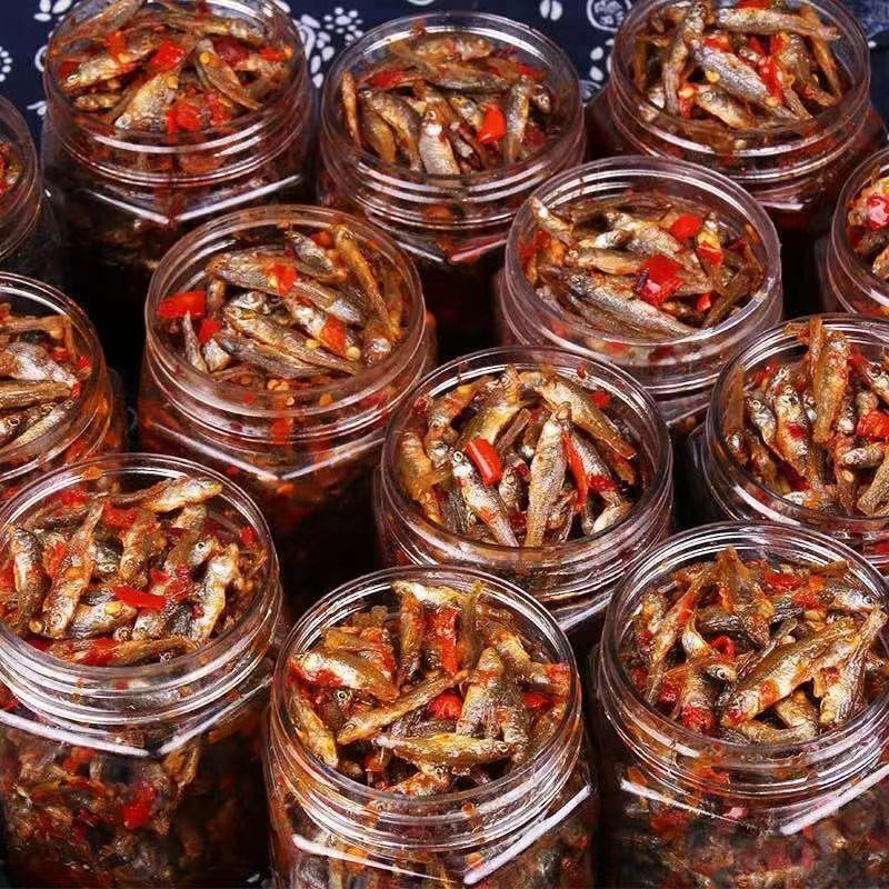 湖南特产下饭菜农家自制罐装柴火鱼小吃零食鱼仔香辣火焙鱼下酒菜