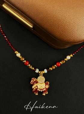 HUIKENA【钱多多】复古时尚精致手工红色滴釉福袋NA161