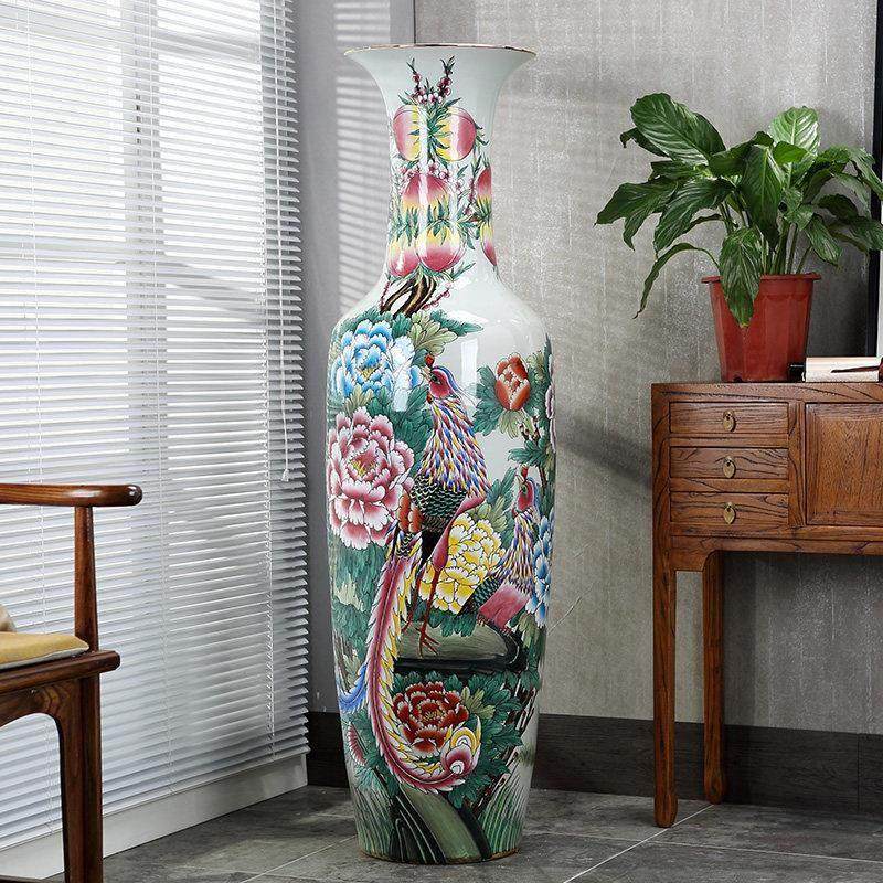 景德镇陶瓷器中式手绘粉彩落地大花瓶摆件客厅插花特大号开 业瓷,家居饰品,花瓶,淘宝优惠券,粉丝福利购,淘宝优惠卷