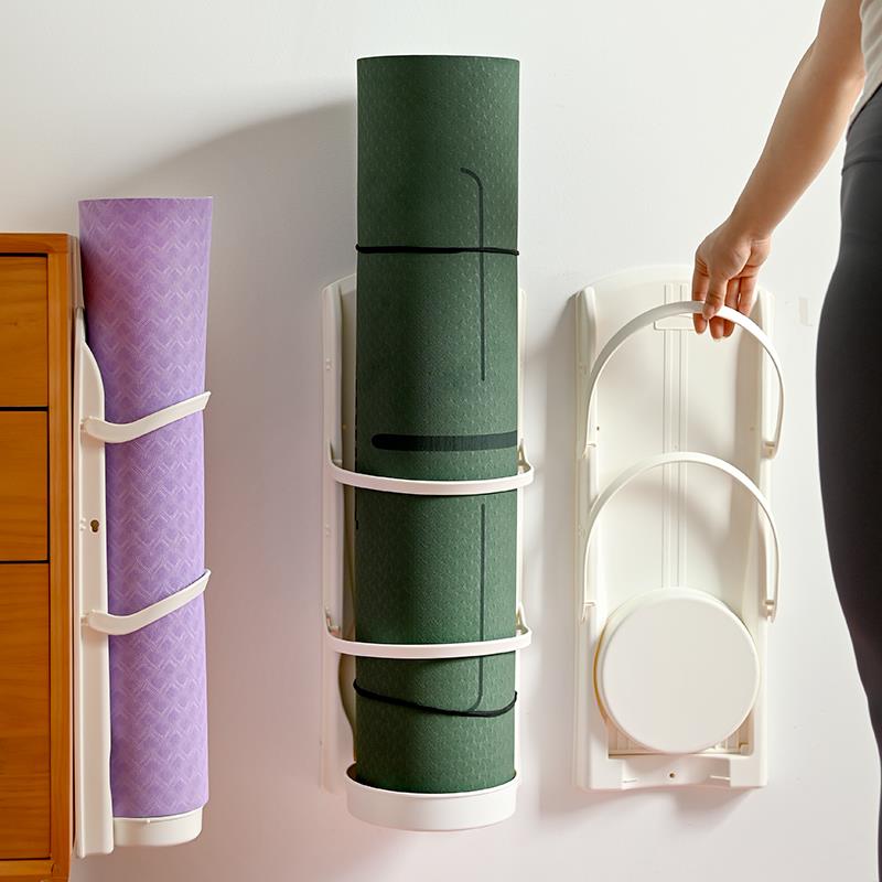 家用瑜伽垫置物架壁挂收纳柜架门后雨伞桶免打孔门口入户放雨伞架