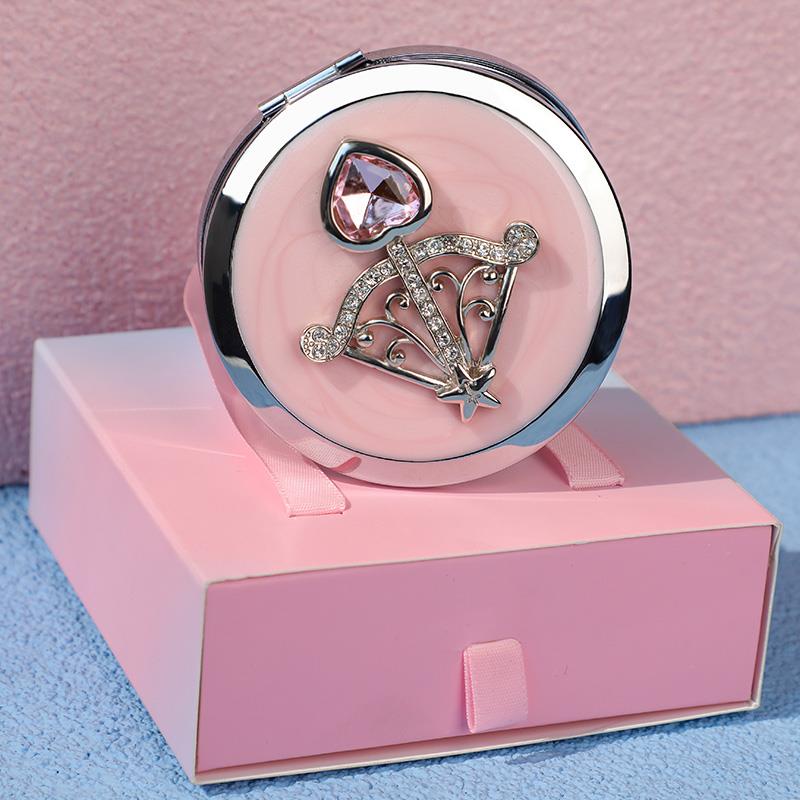 化妆镜可携式带双面小号翻盖式圆形迷你小镜子女定制折叠口袋化妆