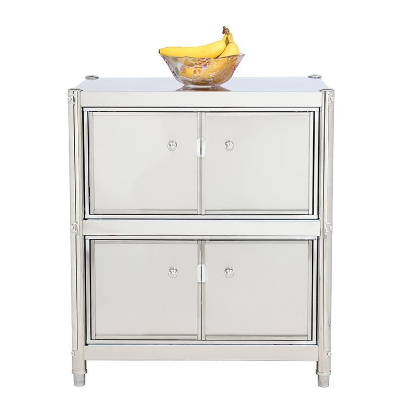 带门置物架不锈钢双柜门厨房置物架不锈钢收纳置物架置地式