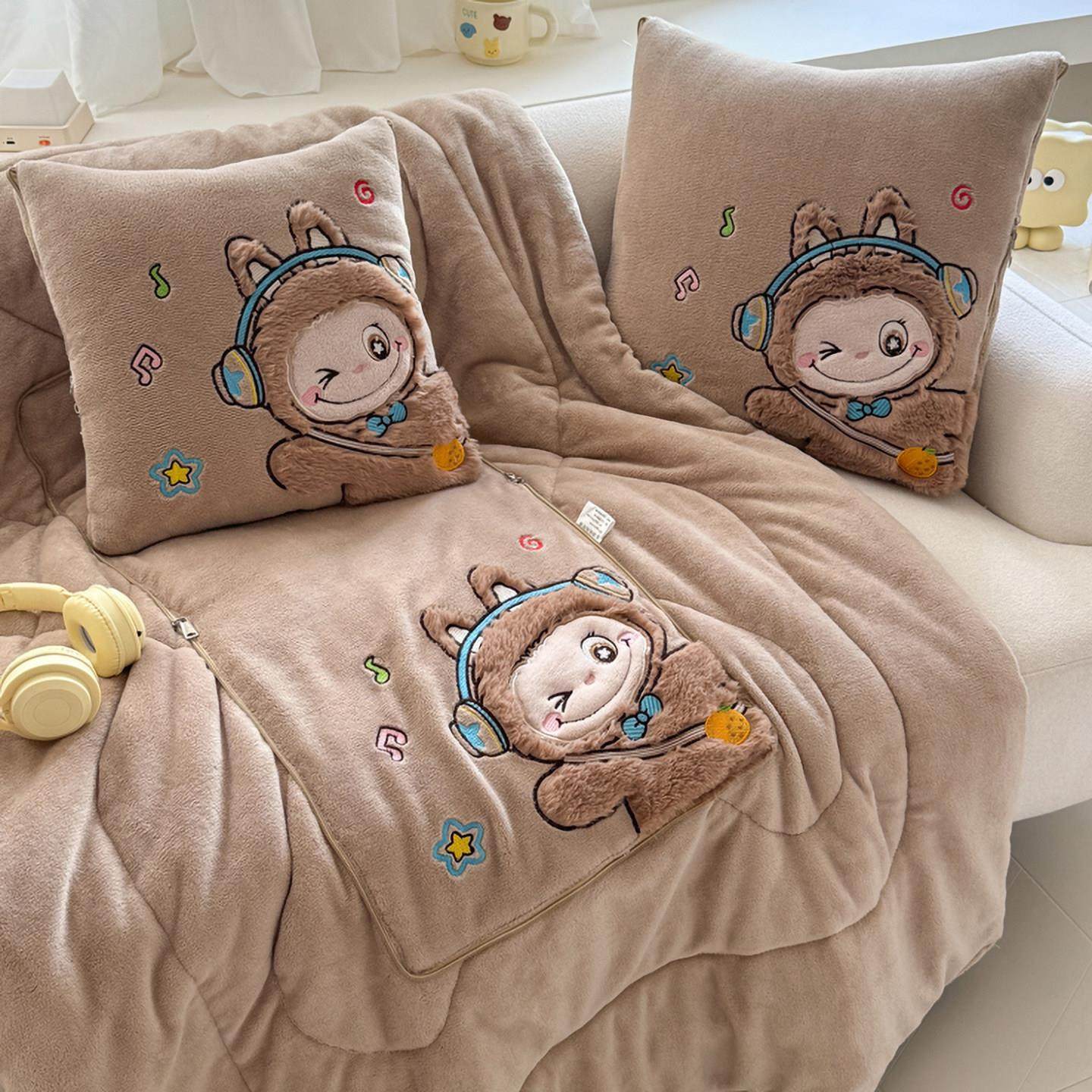 加厚牛奶绒抱枕被子两用办公室客厅午休毯子学生宿舍折叠盖被车载,居家布艺,抱枕被,淘宝优惠券,粉丝福利购,淘宝优惠卷