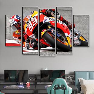 马奎斯机车机车挂画 画海报gp俱乐部墙壁画 画工业风酒吧背景墙装