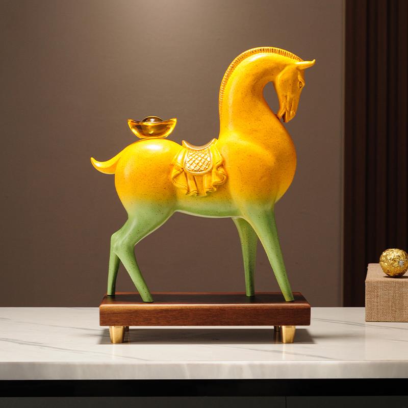 中式马上有钱马摆件客厅电视柜办公室桌面玄关装饰品乔迁开业礼物