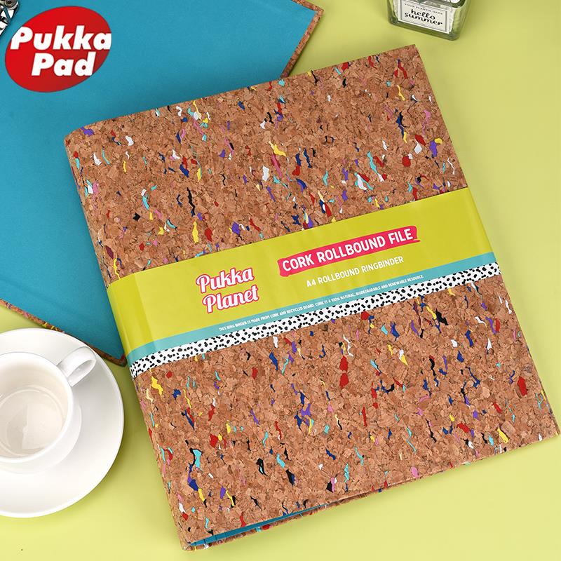 英国PukkaPad普卡覆古软木A4活页本外壳2孔D型活页纸收纳册文件夹