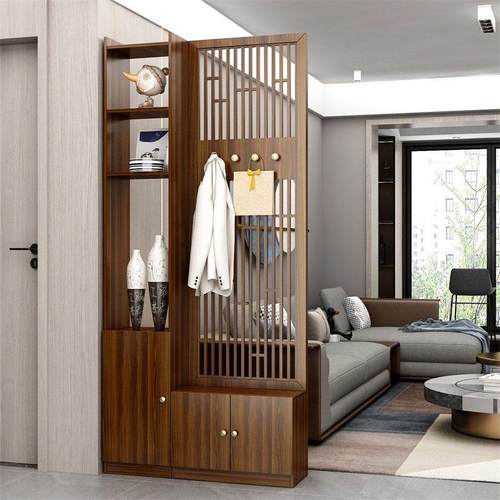 新款简约中式现代进门屏风隔断客厅遮挡实木入户玄关柜装饰木格栅