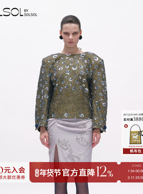 JACQUES WEI设计师品牌26春夏新款花卉珠片系带露背上衣 SOLSOL