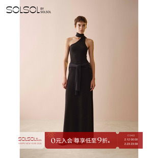 SWAYING/KINT 设计师 26早春新品 羊绒混纺绕脖连衣裙 SOLSOL