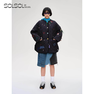 彩色线饰圆领棉服 SHORT 25秋冬新品 设计师品牌 SOLSOL SENTENCE