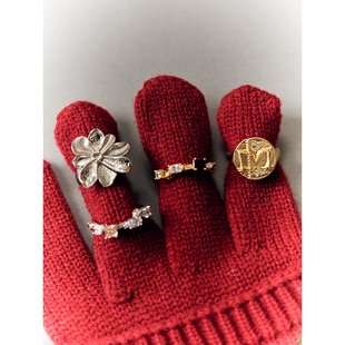 Cotemp 设计师 25秋冬新品 树纹锆石/白水晶系列开口戒戒指SOLSOL