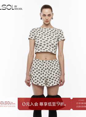 YCH 设计师品牌 25秋冬新款 印花修身圆领短袖上衣 SOLSOL