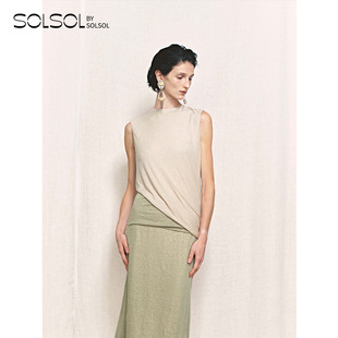 AUTI SEMINARIO 设计师 26春夏新品 圆领堆褶露背无袖上衣 SOLSOL