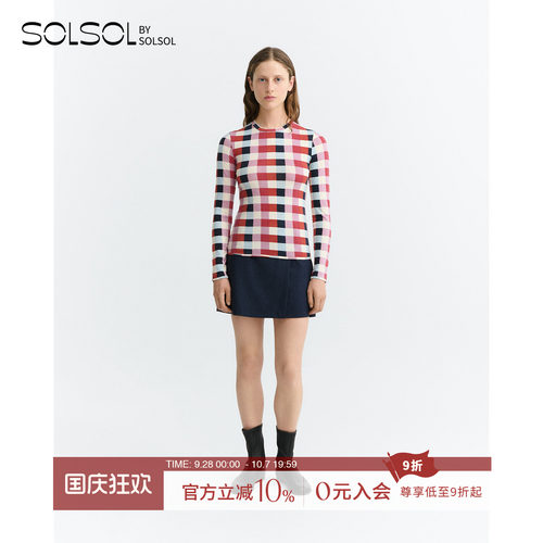 THINKINGMU方格圆领上衣