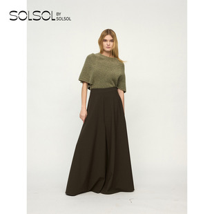 SOLSOL RUOHAN 设计师品牌 25早秋新品 精纺羊毛隐襟半裙
