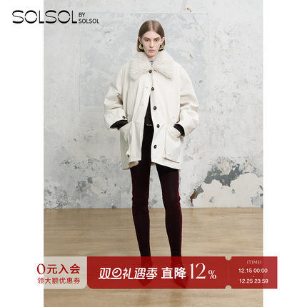 YCH 设计师品牌 25秋冬新品 纯色保暖毛领工装外套 SOLSOL