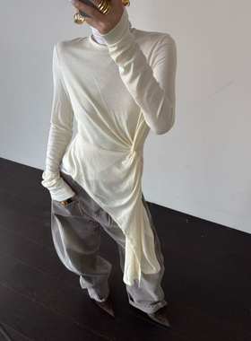 RECTO 设计师品牌 25早秋新品 不对称扭结平纹针织上衣 SOLSOL