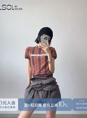 MARTINE ROSE 设计师品牌 25春夏新品 竖条纹字母紧身T恤  SOLSOL