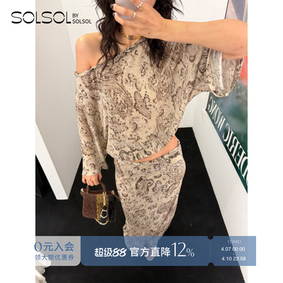 RODERICWONG亚麻印花T恤/长裙