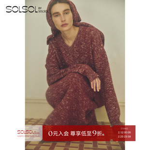 VIKTORIACHAN 26早春新品羊毛V领落肩版型针织上衣/半身裙SOLSOL