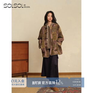 复古宽松印花纽扣外套 RAW 25秋冬新品 设计师品牌 SOLSOL STONE