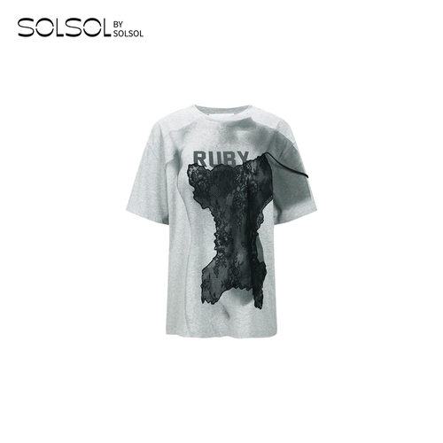 YCH蕾丝拼接假两件T恤