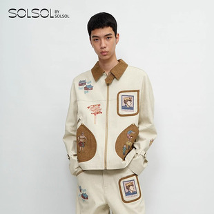 GARCON 25秋冬新品 故事刺绣水洗帆布夹克 SOLSOL