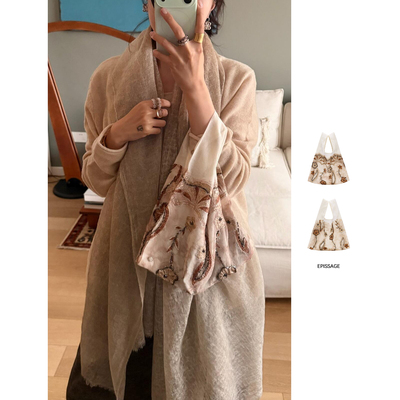 EPISSAGE钉珠绣花复古撞色手拿袋