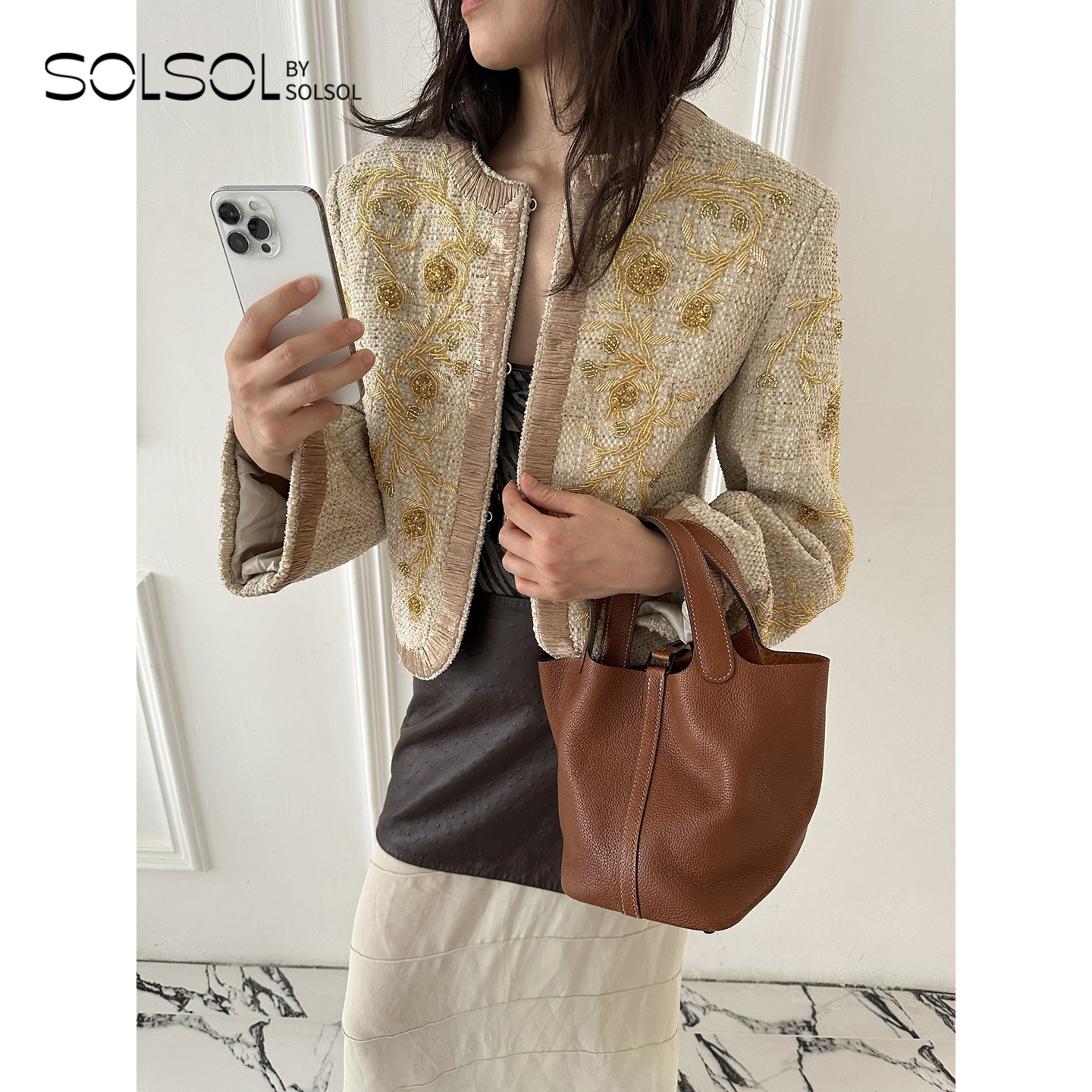 JACQUES WEI设计师品牌 25秋冬新款 手工刺绣钉珠短外套 SOLSOL