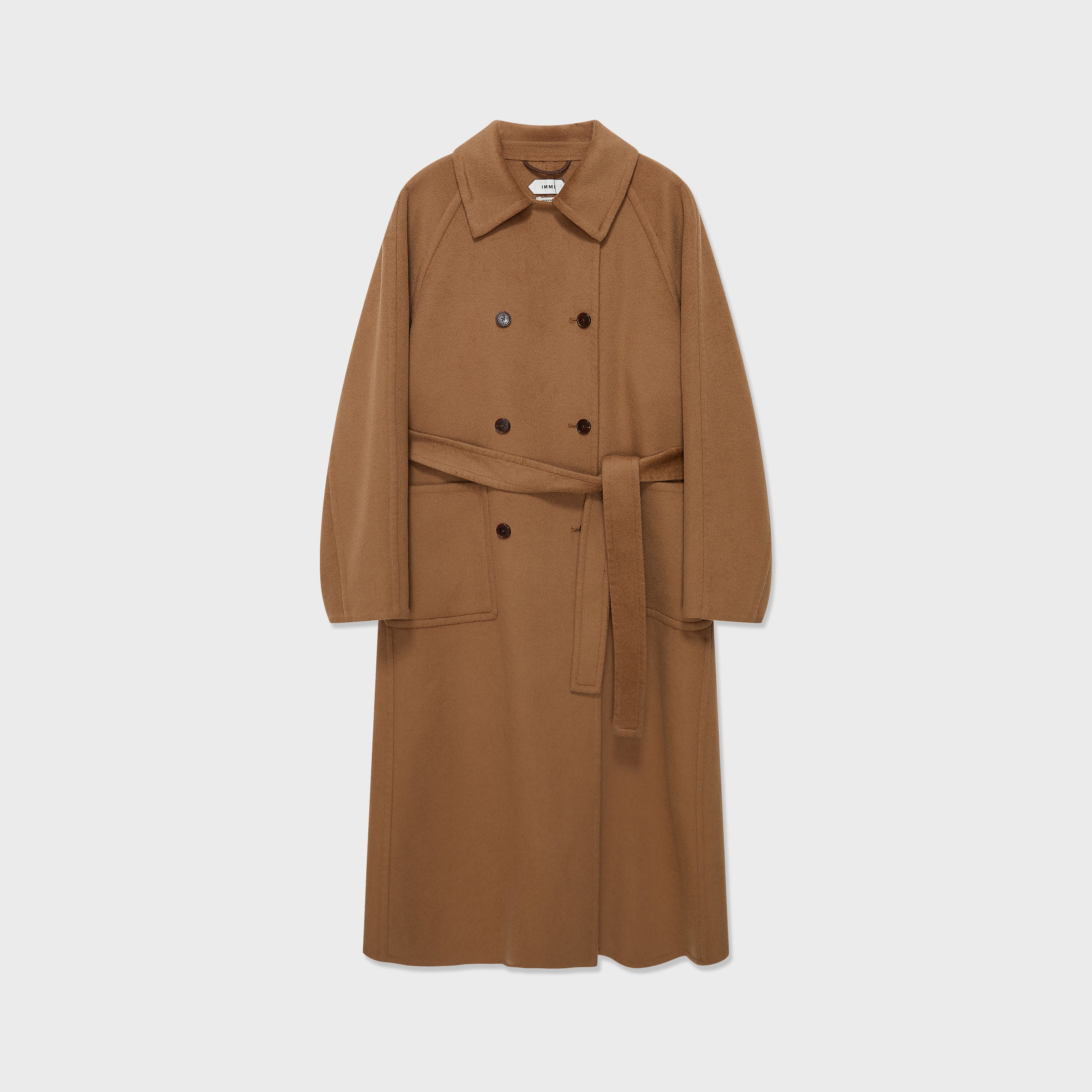 IMMI羊绒双面呢双排扣腰带长大衣