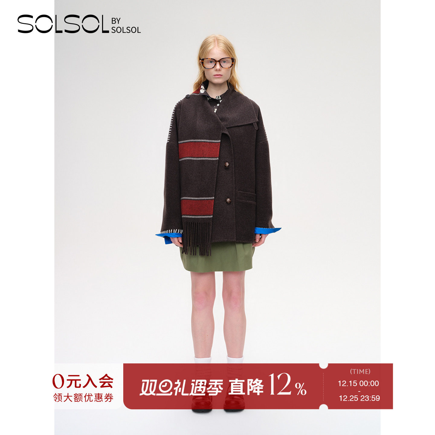 SHORTSENTENCE围巾领双面大衣女