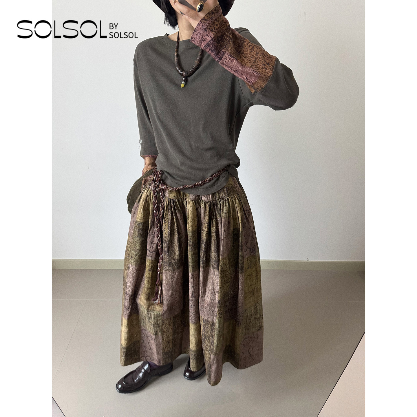 RAWSTONE秋冬印花拼接长袖T恤女