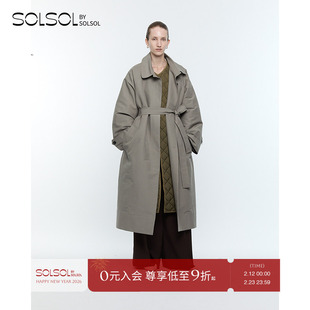 TOENN 设计师品牌 25秋冬新品 休闲纯色可拆卸束带大衣 SOLSOL