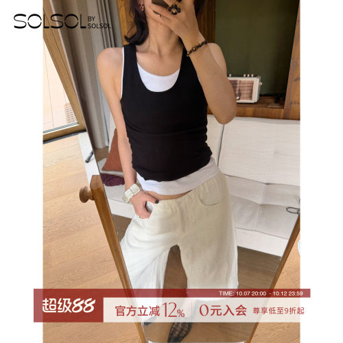 LOWCLASSIC纽扣无袖背心上衣