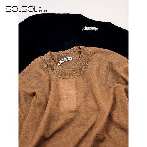 RECTO早秋纯羊毛女士针织上衣女