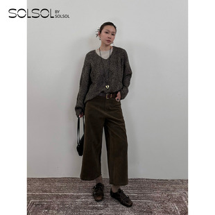 MESTRIO 设计师品牌 25秋冬新款 休闲直筒松弛棕色七分裤 SOLSOL