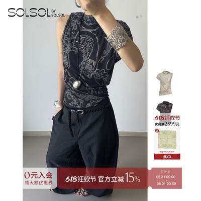 RODERIC WONG 设计师品牌 25春夏 斜肩印花造型上衣 SOLSOL