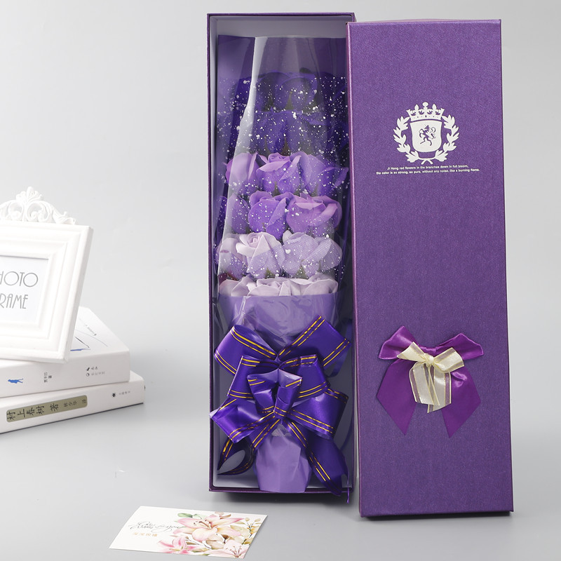 七夕情人节创意礼品18朵玫瑰香皂花束礼盒送男女朋友老婆生日礼物