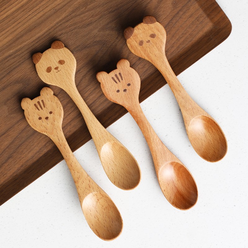 木质干饭勺家用小汤勺调羹迷你可爱蜂蜜勺厨房小勺子搅拌勺果酱勺